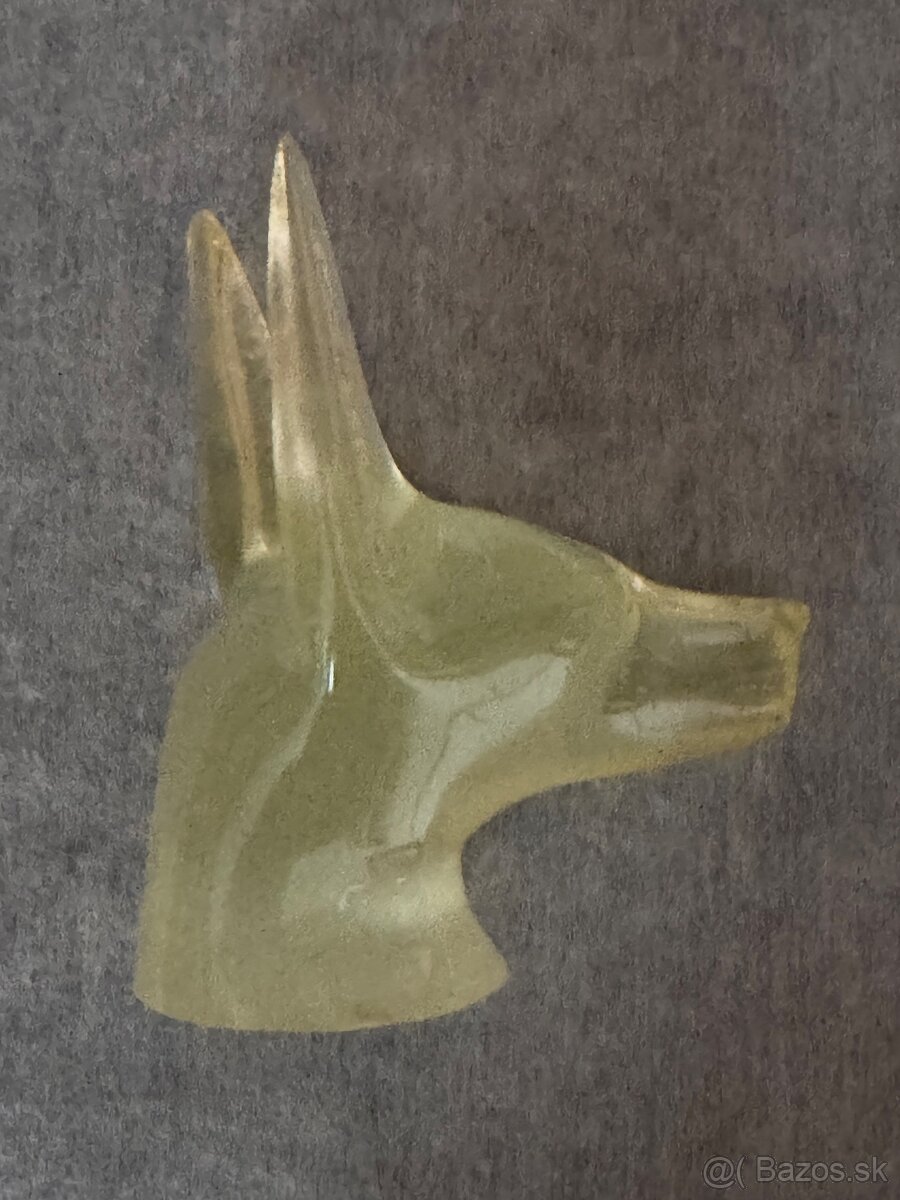Skl. soška hlavy psa Anubis, světélkující zeleně - 5