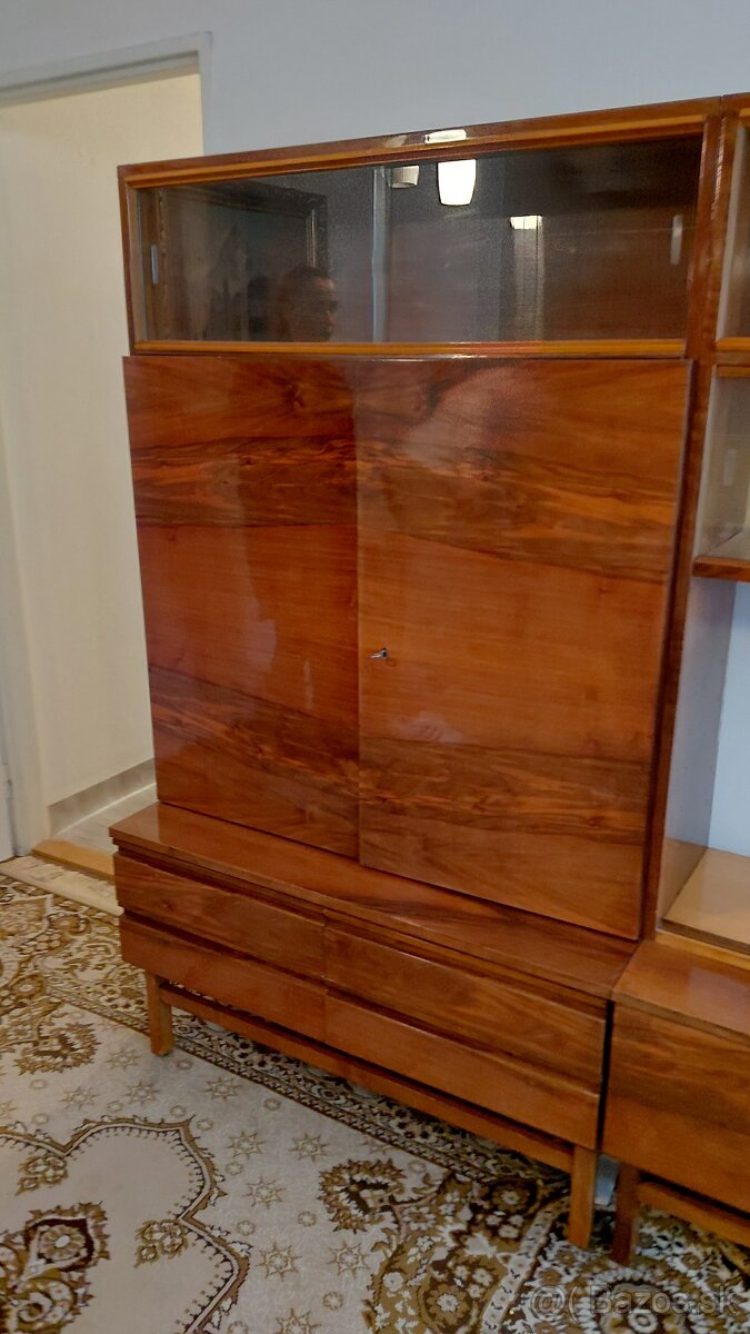 Retro obývacia stena lesklý mahagon - 5