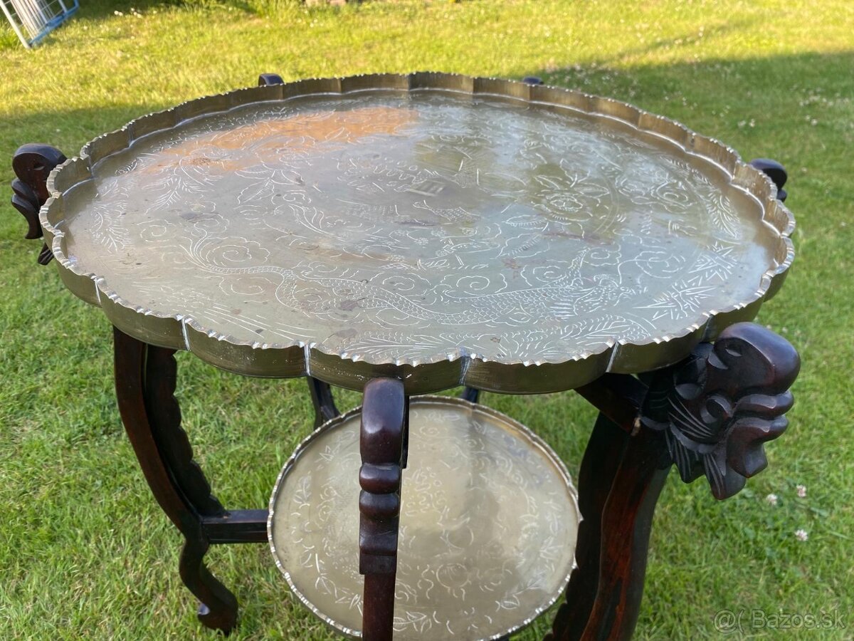 Skladací stolik s mosadznými podnosmi - 5