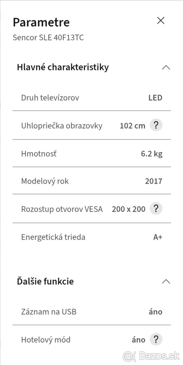 REZERVOVANÉ PREDÁM LED TV SENCOR UHLOPRIEČKA 102CM - 5