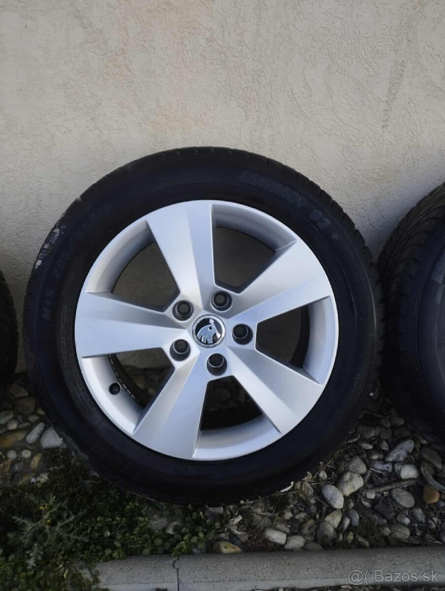 Predám kolesá škoda 5x112 R16 zimné pneu.205/55R16 - 5