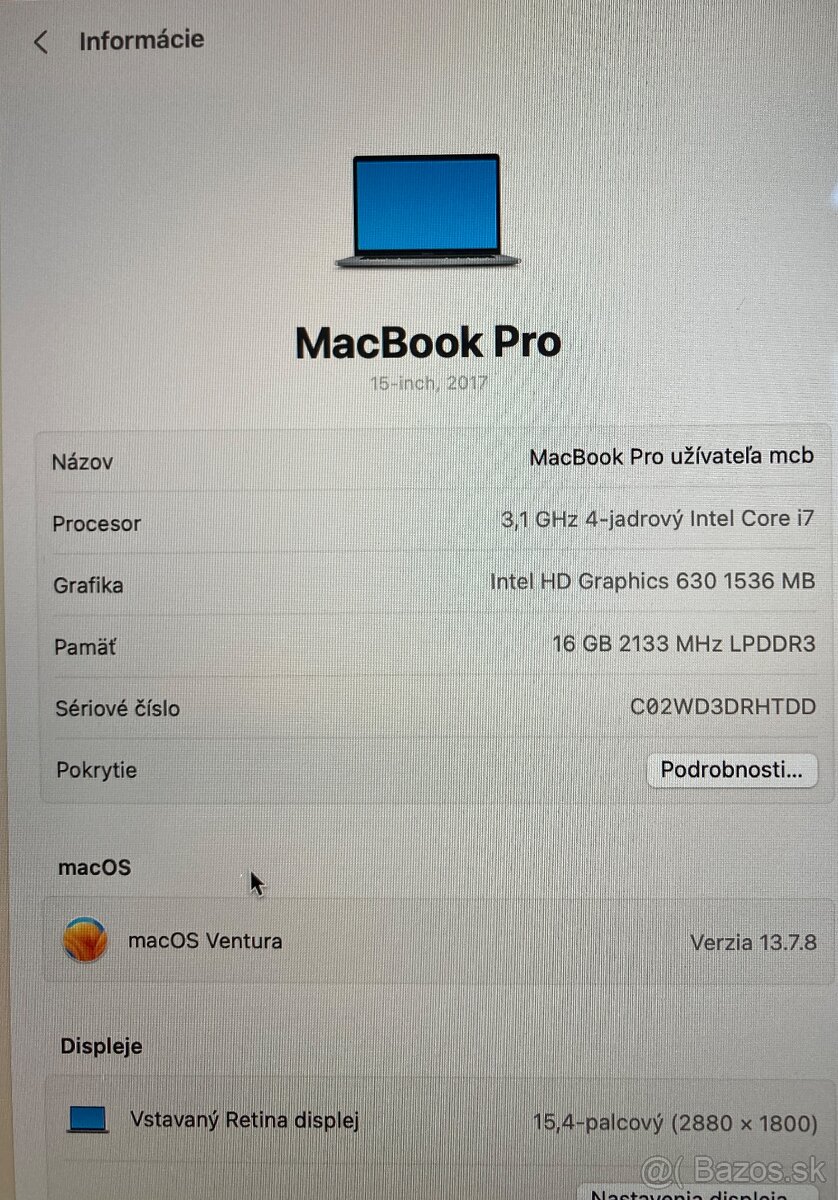 Apple MacBook Pro 15"2017 Space Gray 16GB/512GB - 263 cyklo - 5