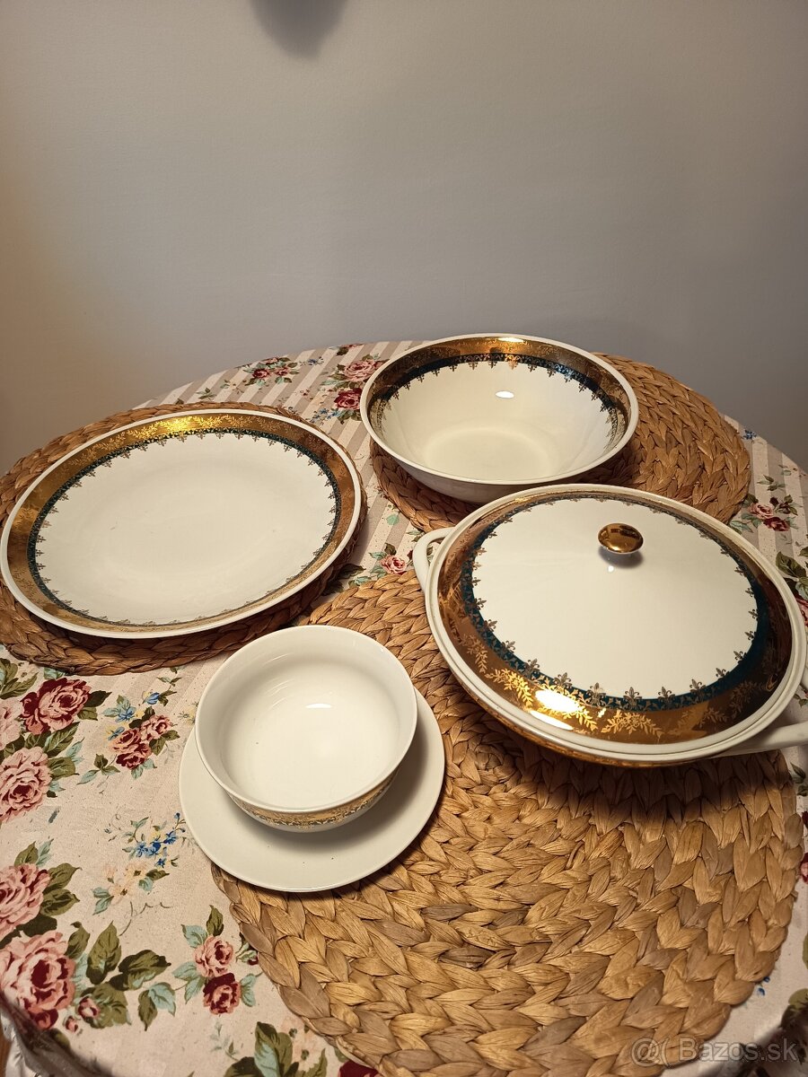 Obedova suprava zeleno-zlata, porcelan - 5