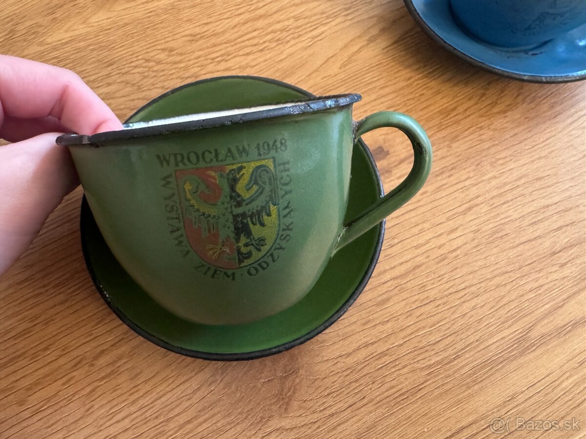 set smaltovaných hrnčekov WROCLAW 1948 - 5