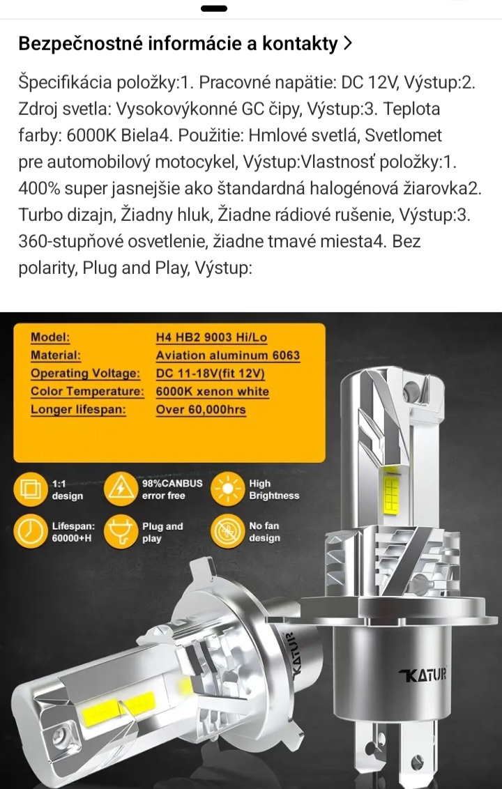 Prémiové led H4 - 5