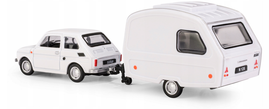 Fiat 126 + Niewiadow N250C 1:43 white - 5