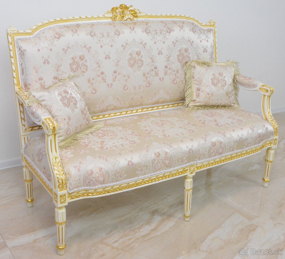 Zámecké řezbované sofa - čalouněné - 5