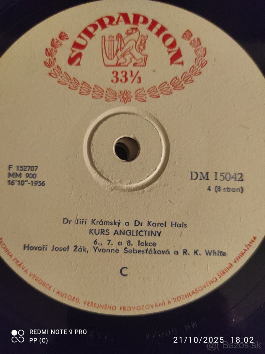 LP ROK 1956 RARITA SUPRAPHON ANGLICTINA - 5