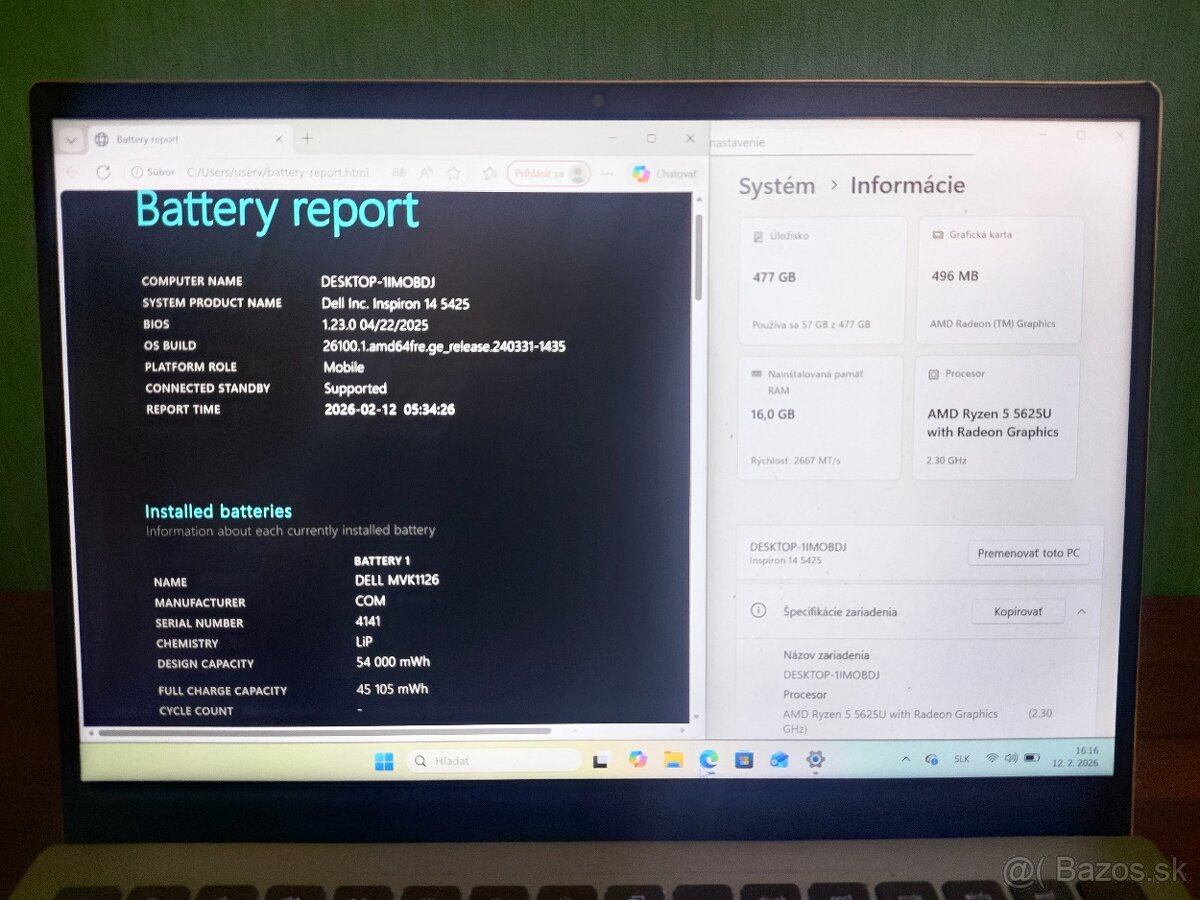 Inspiron 14 – R5 5625U / 16GB / 512GB - 5