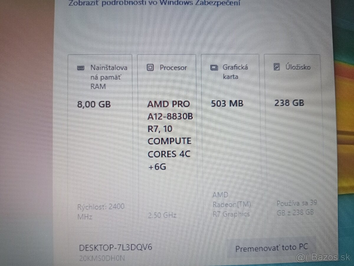 Lenovo thinkpad a475 , 4-jadrový procesor AMD , 8gb ram ,ssd - 5