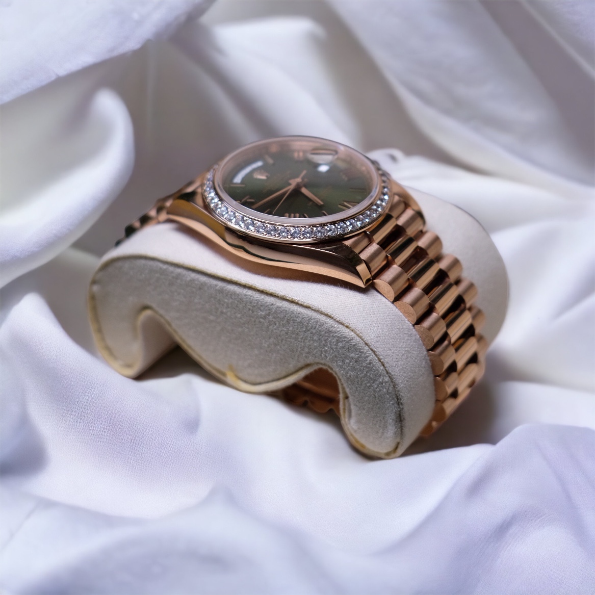 Rolex Daydate Rose Gold/Olive Diamond dial - 5