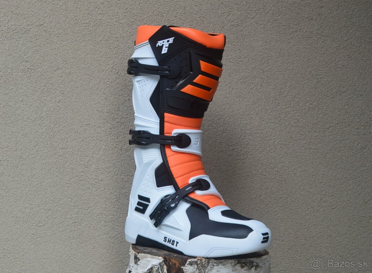 Čižmy topánky SHOT biele oranžové - 5