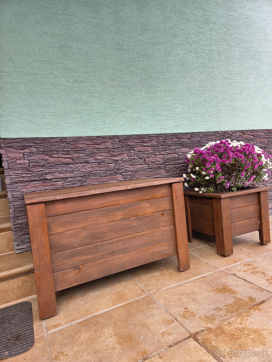 Drevený kvetinač a box s uložným priestorom - 5