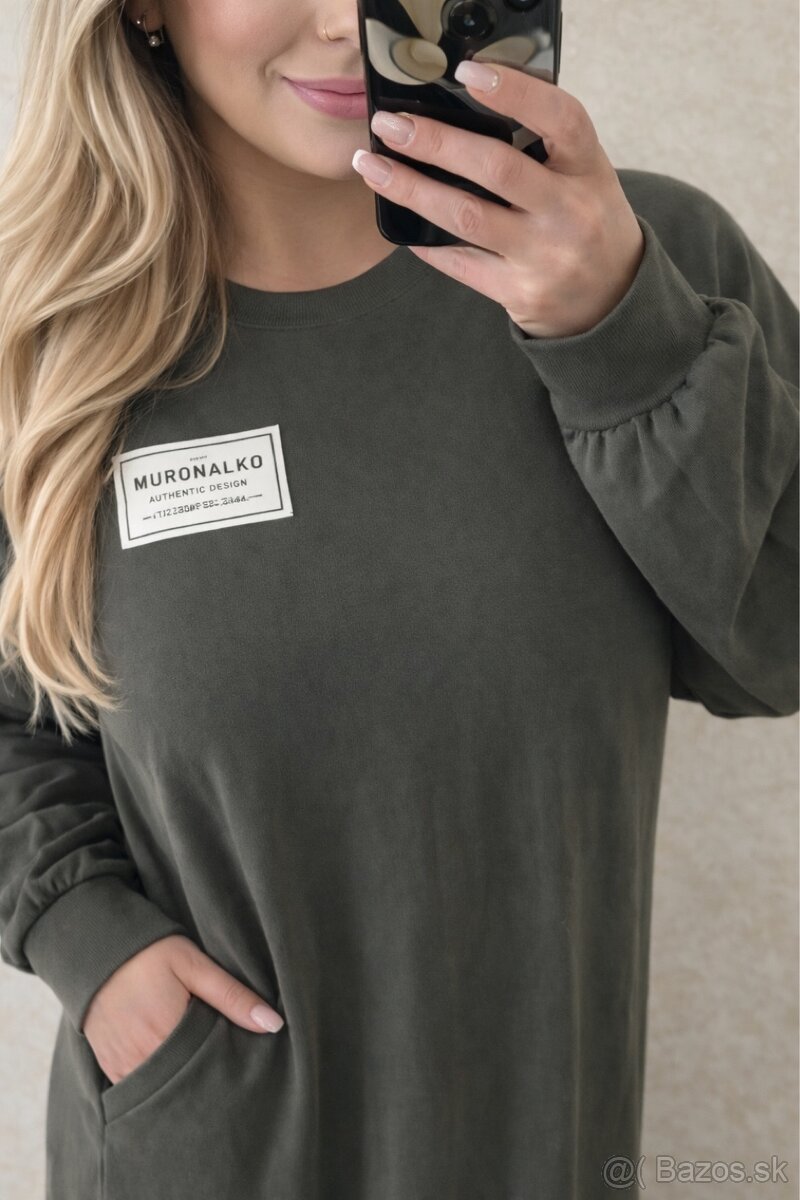 Mega bavlnene maxi šaty darkolive - 5