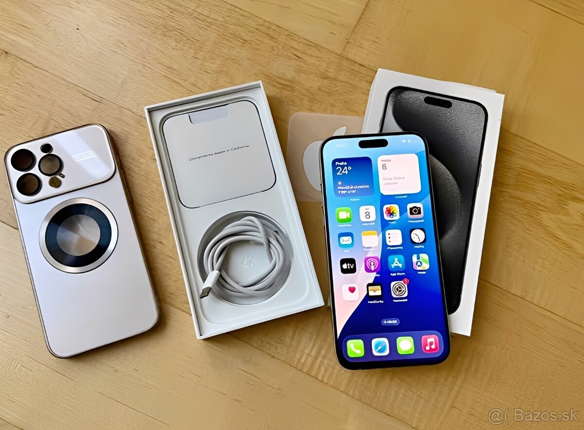 iPhone 15 Pro White Titanium BATERIE 100% TOP - 5