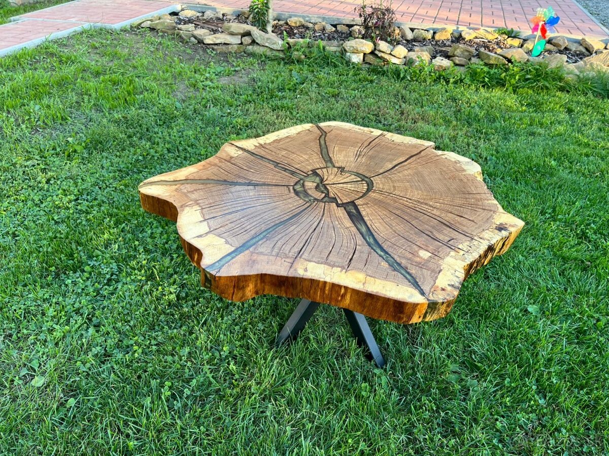 Stôl z masívneho duba a epoxidu - 5