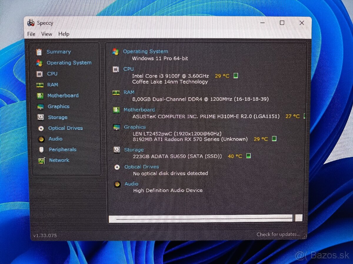 Predám herný počítač i3-9100f, 8 GB RAM - 5