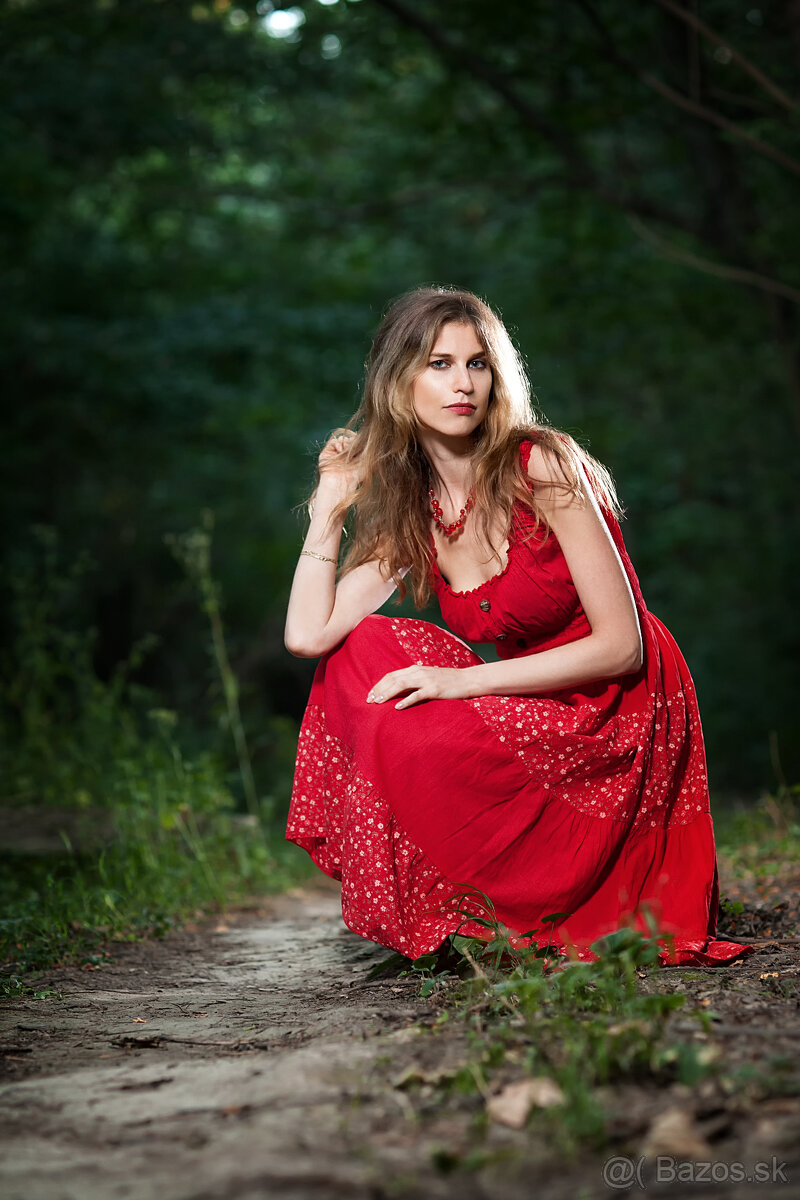 červene šaty S-M - 5