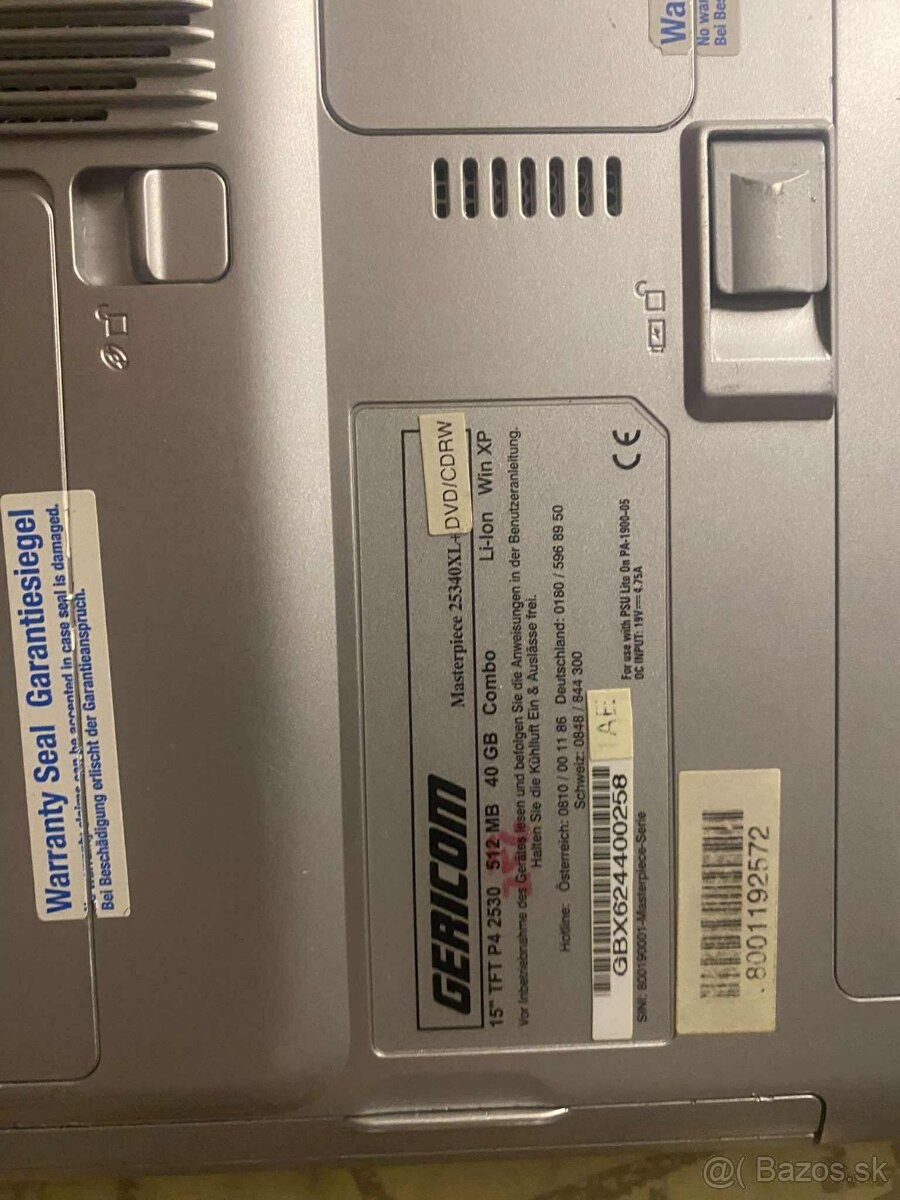 Predám starý notebook gericom laptop 15 tft p4 256 mb ram 40 - 5