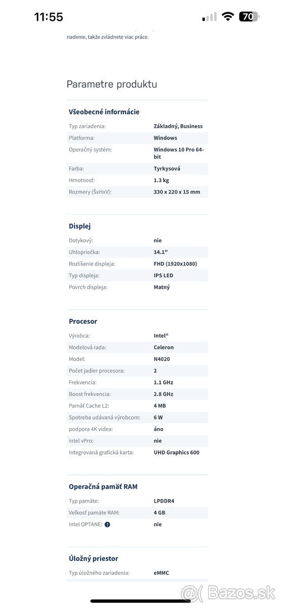 Predám Umax visionbook, cena 150€ - 5