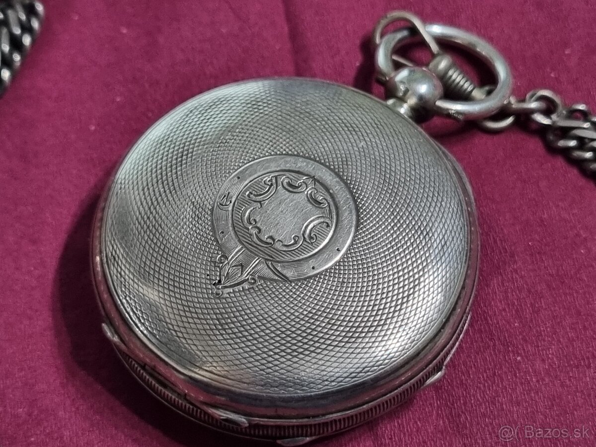 Strieborné,vreckové hodinky,Waltham,klúčovky. - 5