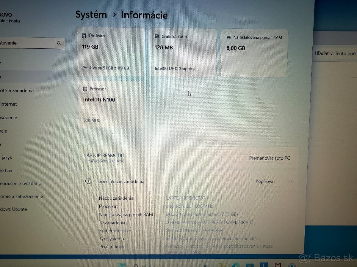 LENOVO IDEAPAD 3 - INTEL N100, 8GB RAM, 120GB SSD, INTEL HD - 5