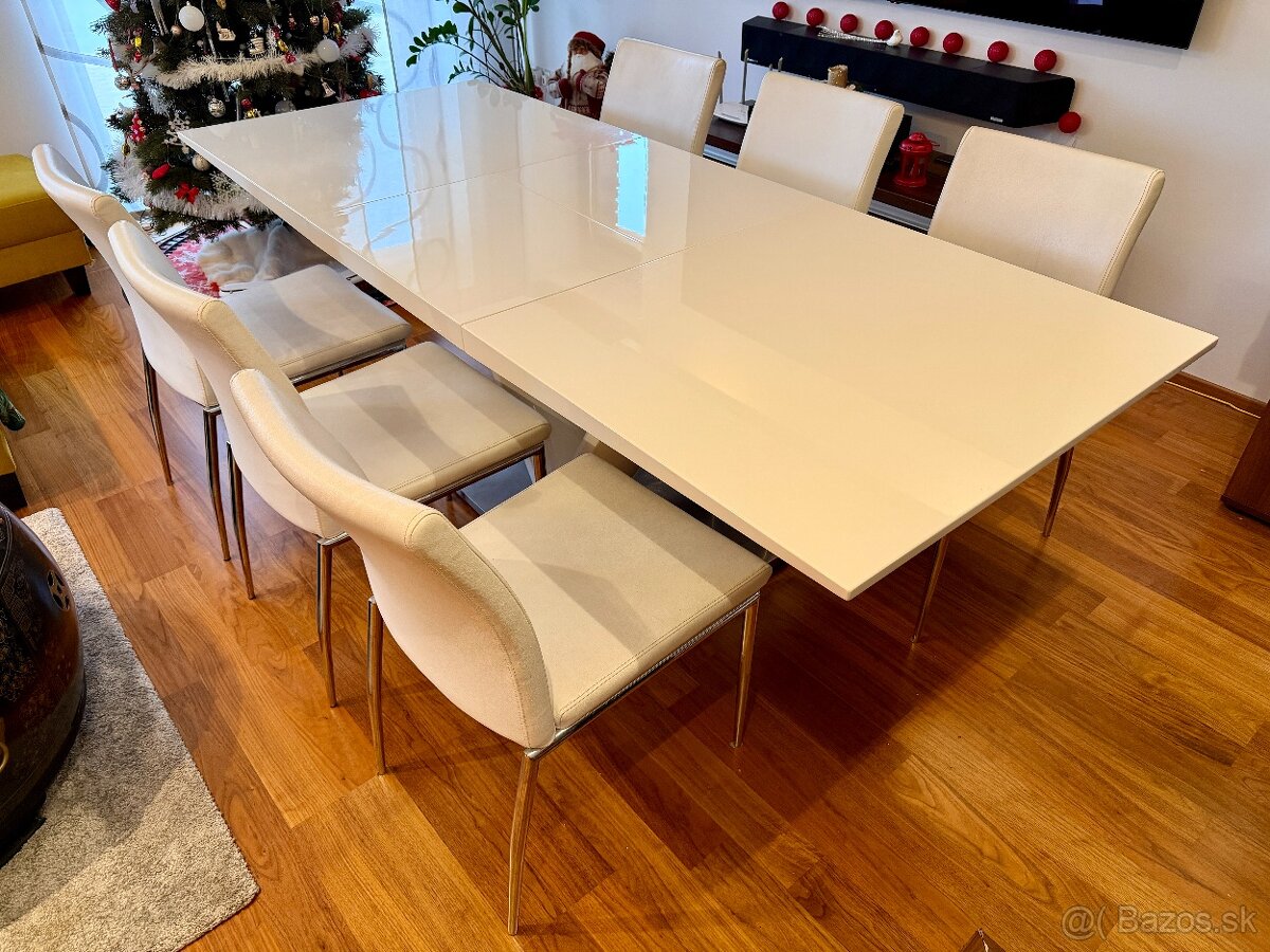 Biely rozkladaci jedalensky stol Vanessa a 6 stoliciek - 5