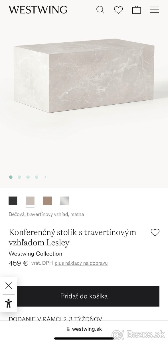 Travertínový konferenčný stolík Westwing - 5