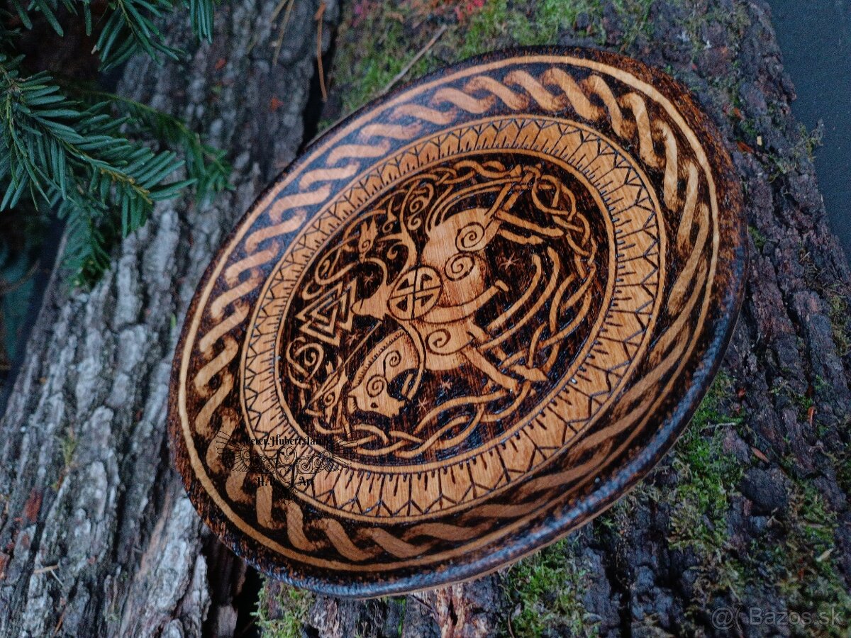 Vikingský tanier - ODIN - Viking wooden plate - 5