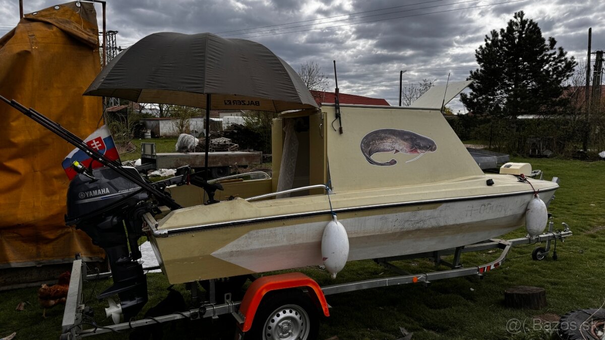 Čln katamarán s kajutou + nový motor + sonar ZNÍŽENÁ CENA - 5