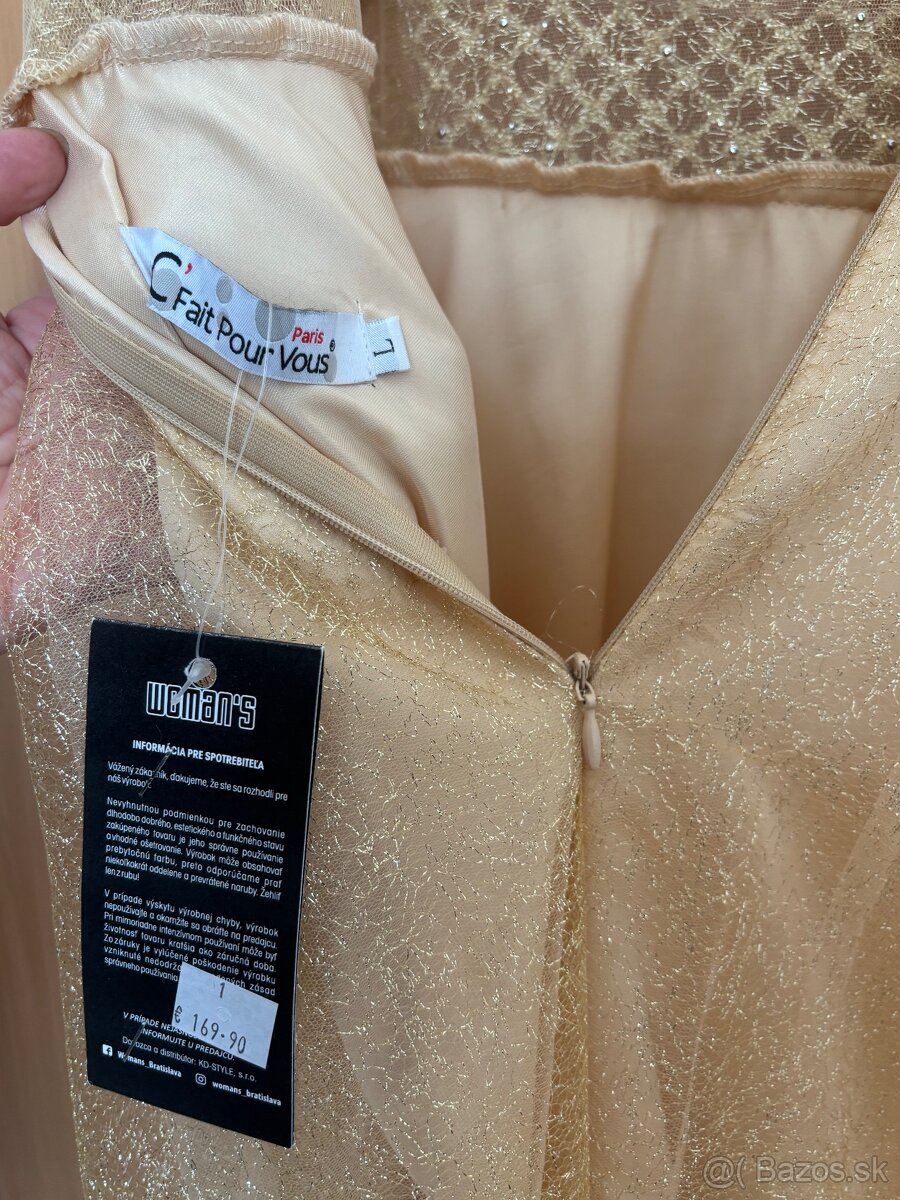 Spoločenské šaty so zlatými trblietkami – výborný stav - 5