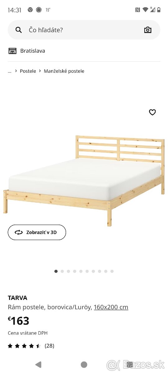 Manzelska postel IKEA - 160 cm x 200cm plus matrac a rost - 5