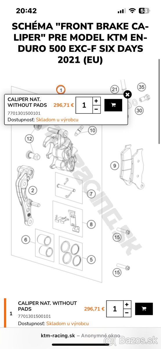 Ktm sx/ exc brembo strmen, adapter, kotuc MM - 5