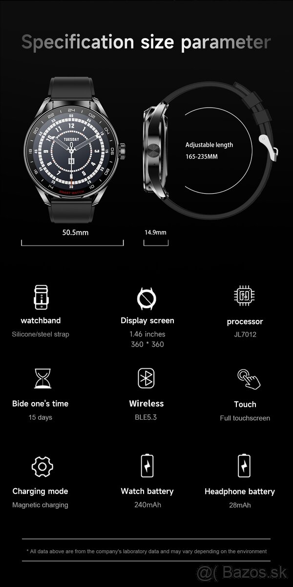 Smartwatch so slúchadlami bluetooth. - 5
