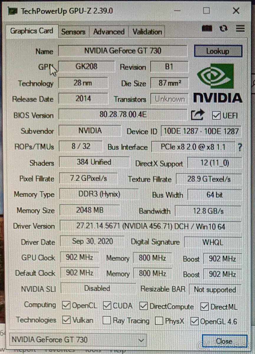 Grafika NVIDIA GeForce GT 730, 2Gb GDDR3 - 5