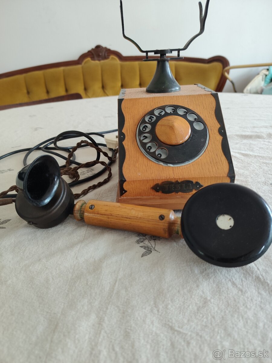 Retro telefón Tesla drevo - 5