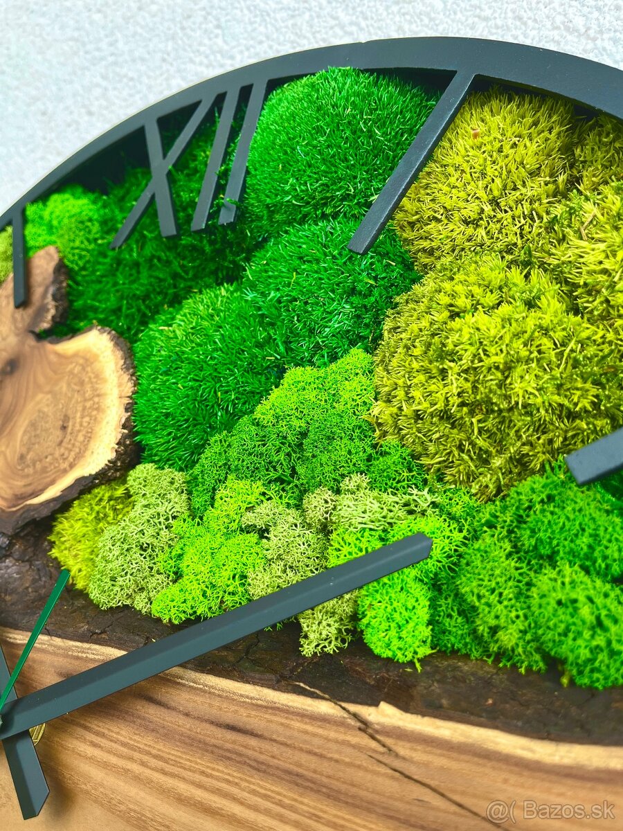 Machove hodiny s drevom v kovovej obruči 50cm priemer - 5