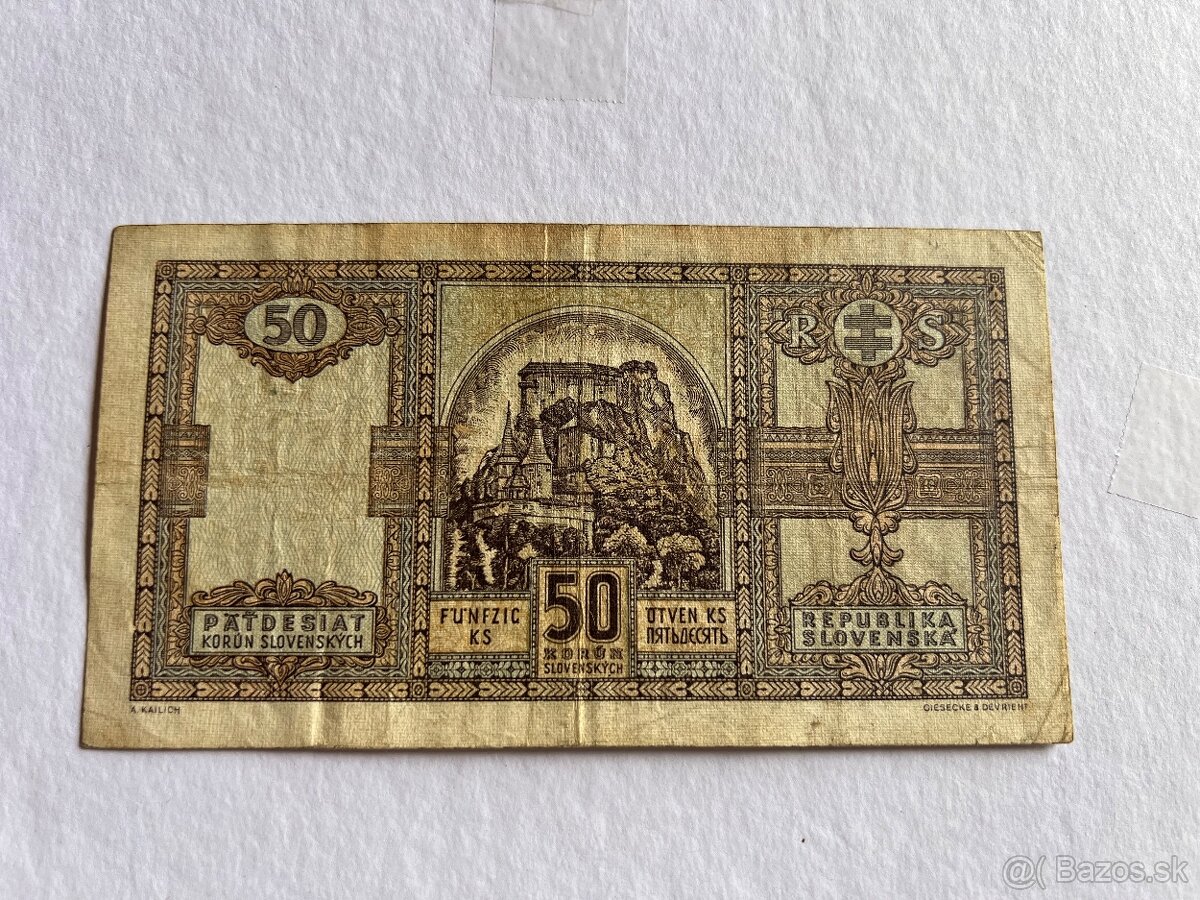 Predám bankovky slovenský štát ČSR - 5