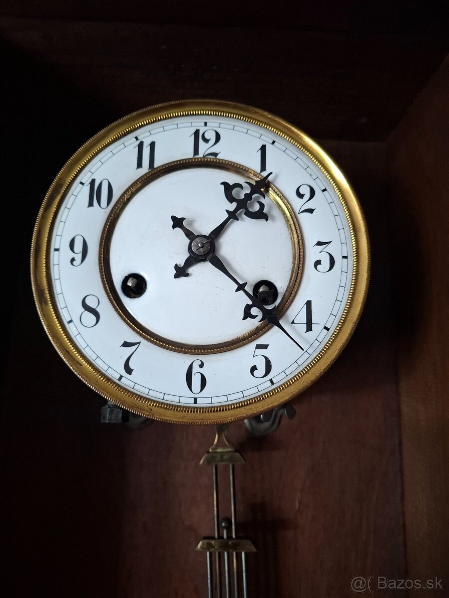 Predám funkčné starožitné nástenné stlpikové hodiny Junghans - 5