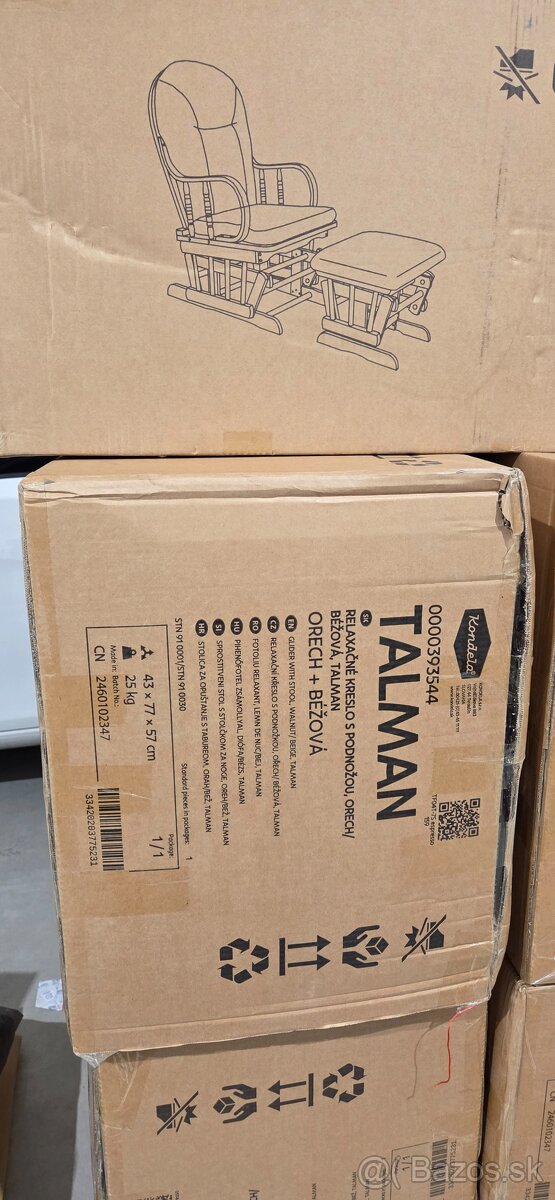 Hojdacie kreslo s podnožou, orech/béžová, TALMAN - 5