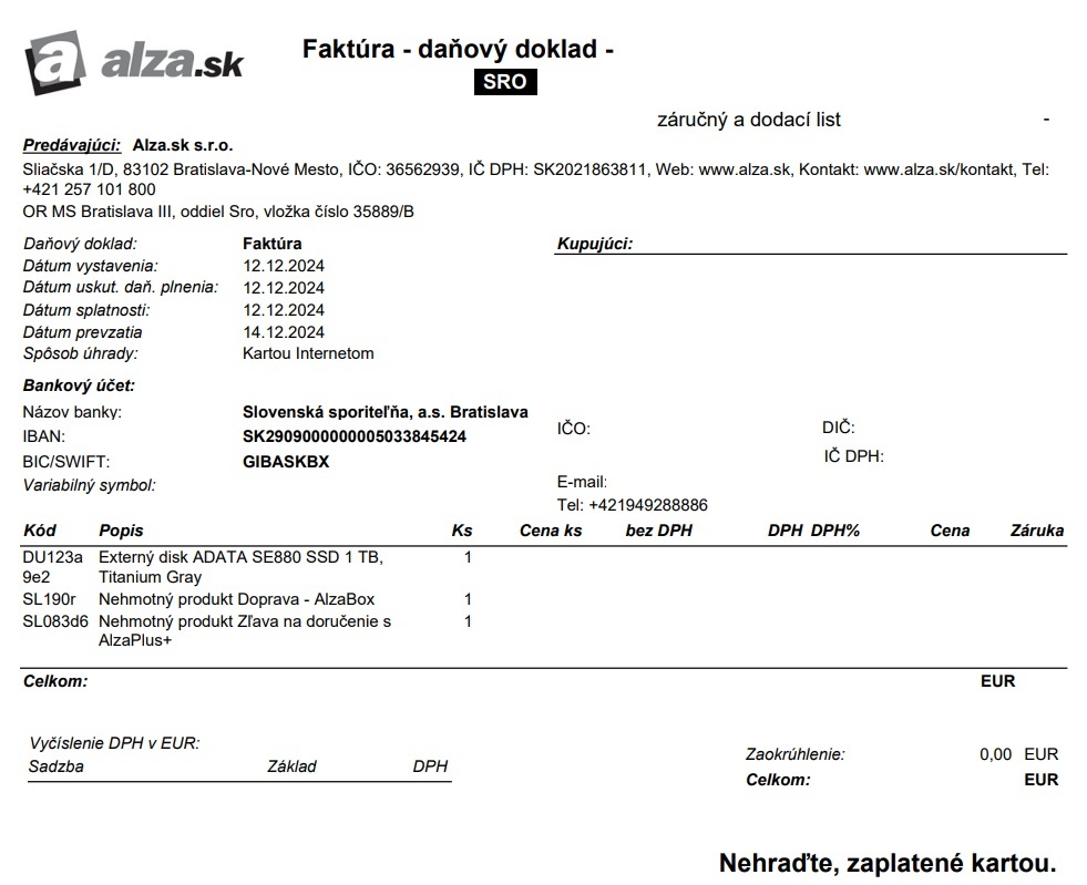 Externý SSD A-DATA SE880 - 1 TB (v záruke) - 5