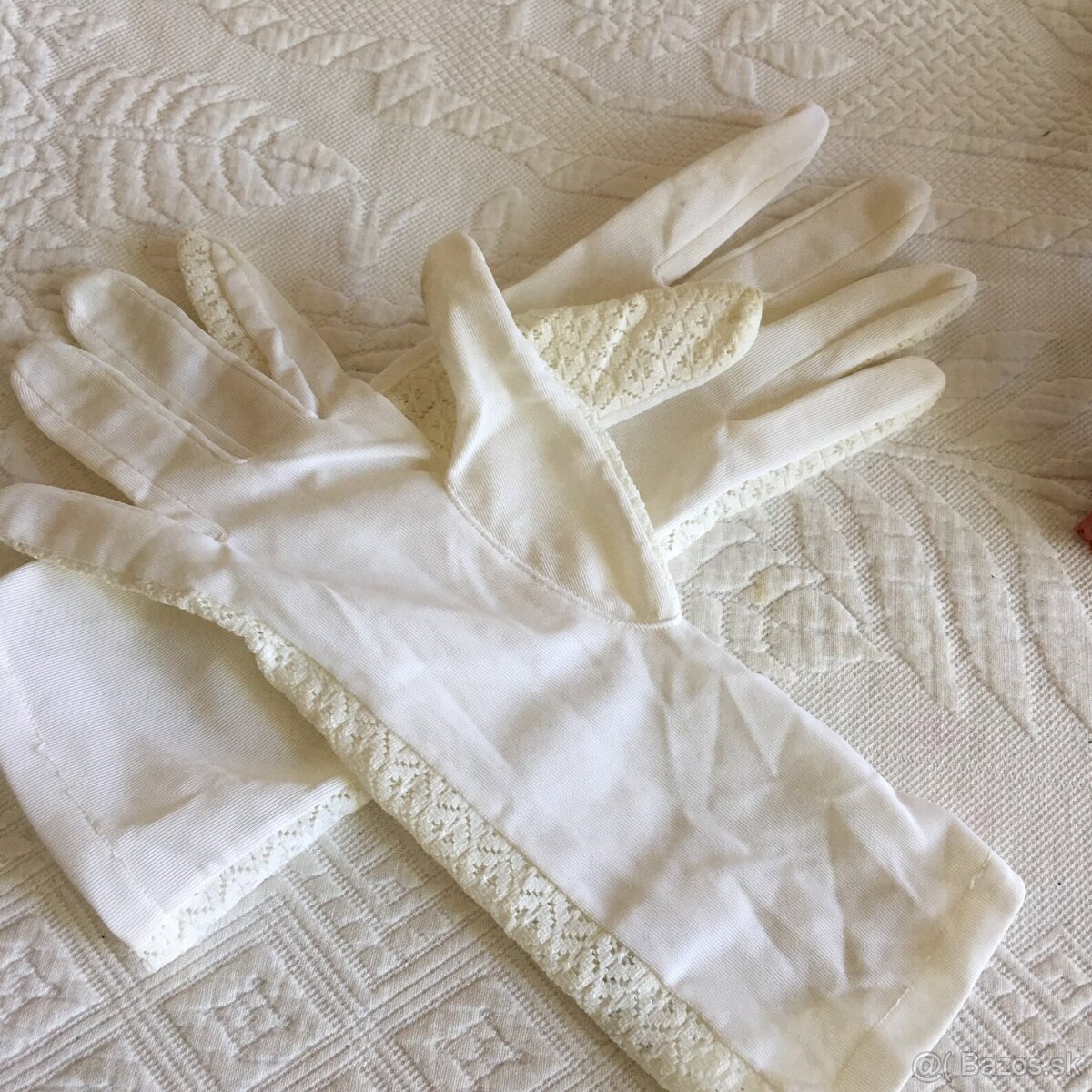 Vintage čipkované nylonové rukavice - 5