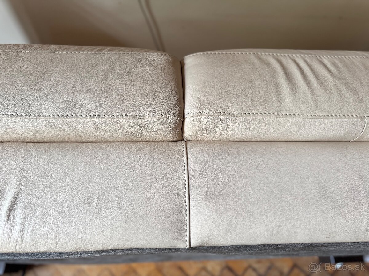 Kožená 2sedačka v bežovej farbe. - 5