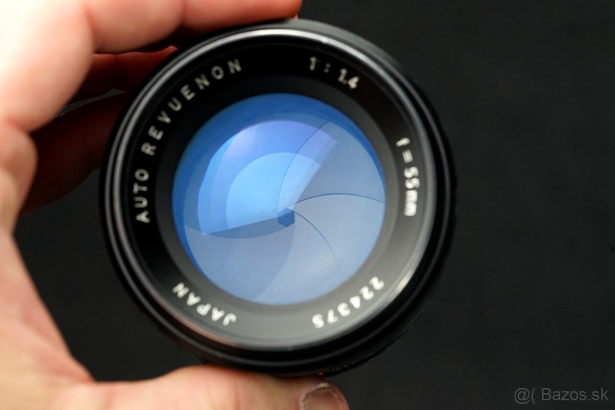 Objektiv Revuenon 55mm f1,4 auto, modré MC M42 - 5