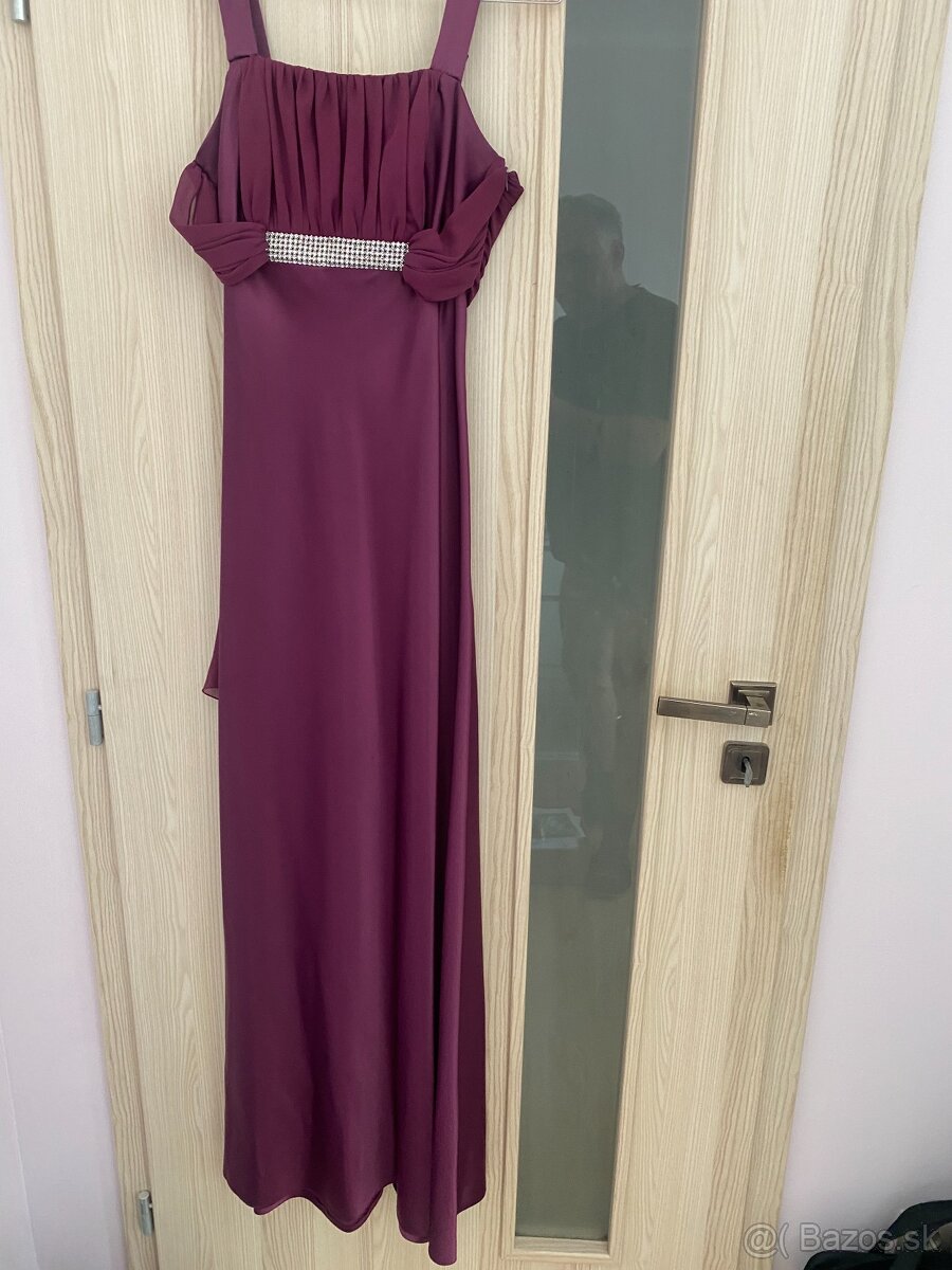 Dámske saténové spoločenske šaty veľkosť 38 + kabelka - 5