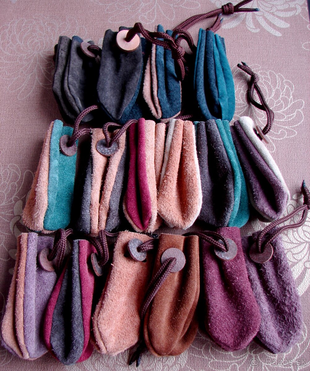 Mešce z pravej kože na šperky, mince, usb kľúče, atď... - 5