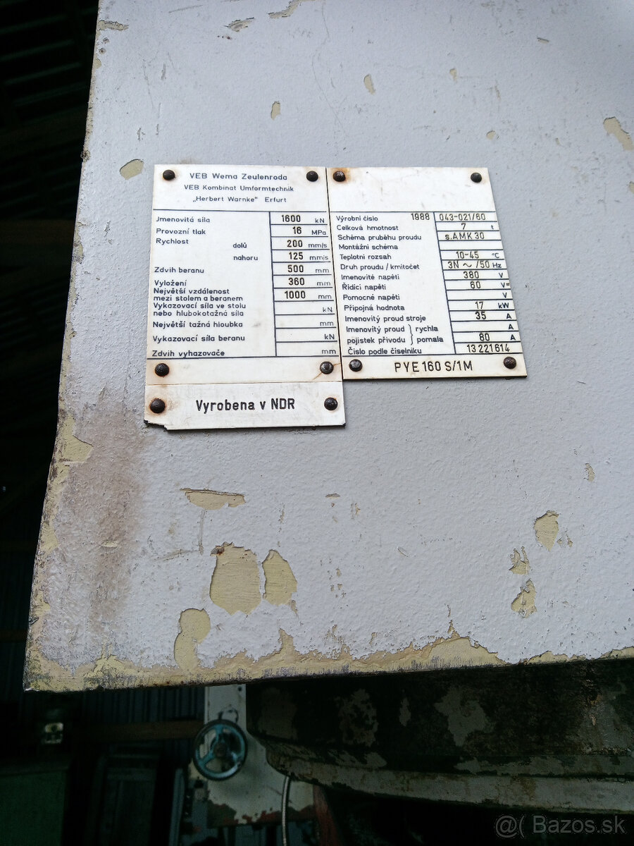 lis hydraulicky ZEULENDORA, typ PYE 160 S/1M - 5