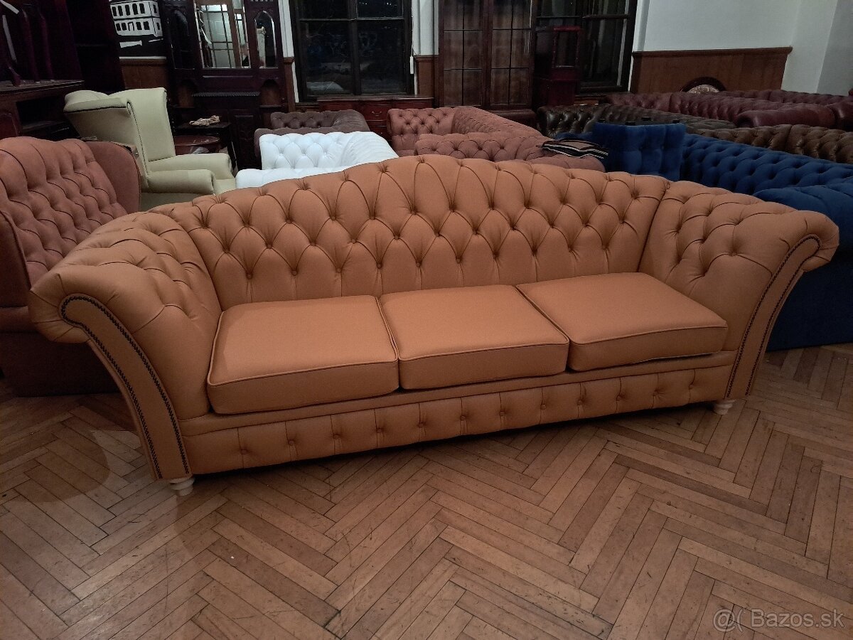 Sedačka Chesterfield. Kožená. - 5
