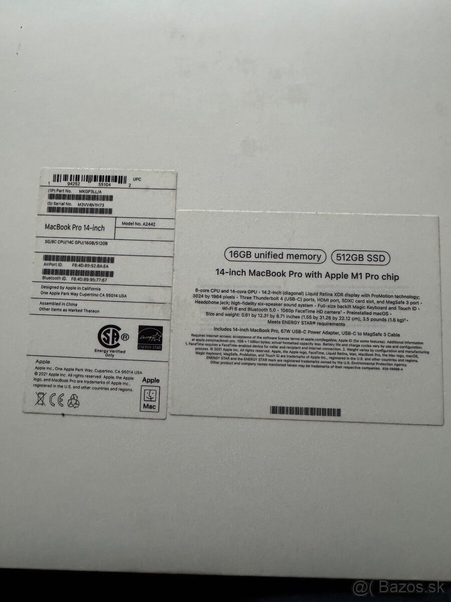 Nepouzivany Macbook Pro M1 14” 99% bateria 16GB 512GB - 5