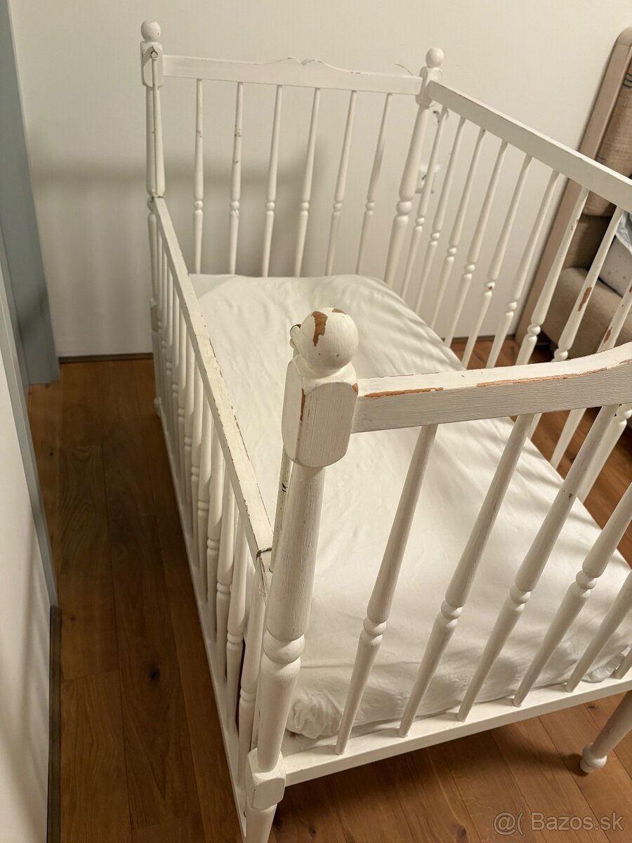 Detska drevena retro postielka - 5